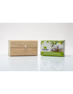 Gastronomic favor bamboo wooden box with 20 herbal teas 14x9x8 Cuorematto solidarity