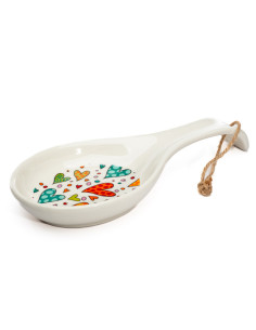 Useful favors in the kitchen, white porcelain spoon rest with colored hea