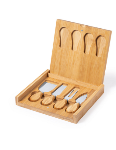 Ensemble de couteaux à fromage utiles pour cadeaux de mariage dans un étui en bambou
