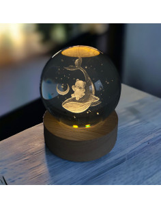 Wedding favor for baby girl or boy LED lamp with teddy bear on whale with moon 6x6x8 cm