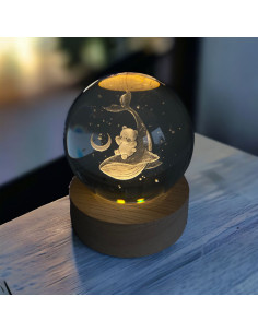 Wedding favor for baby girl or boy LED lamp with teddy bear on whale with moon 8x8x10 cm