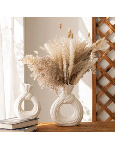 White porcelain flower vase favor with bow 16x21.3 cm