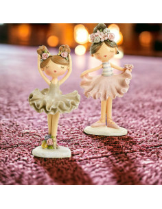 Bomboniera ballerina per festa e cerimonia bambina assortita verde e rosa 12.3 cm altezza