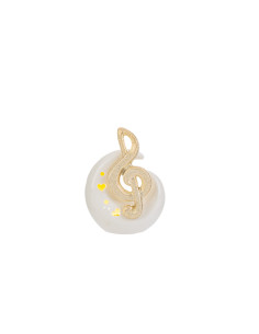 Gastgeschenk mit Musikmotiv aus goldenem und weißem Porzellan mit LED-Licht, 9 x 4,5 cm