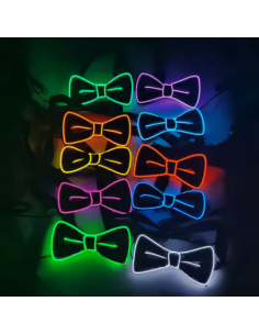 Luminous bow tie with phosphorescent colors that light up in the dark for parties and parties