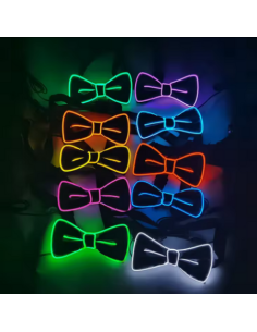 Noeud papillon lumineux aux couleurs phosphorescentes qui s'éclairent dans le noir pour les fêtes et les soirées