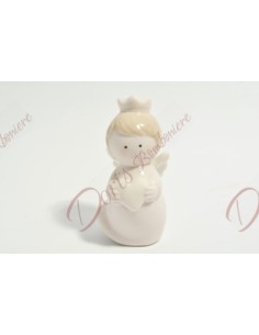 Ange en porcelaine rose, 3,5 x 3,3 x 7 cm