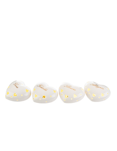 Cadeaux coeur en porcelaine blanche avec LED et écritures assorties joie bonheur amour joie 11x9,5x5,5 cm