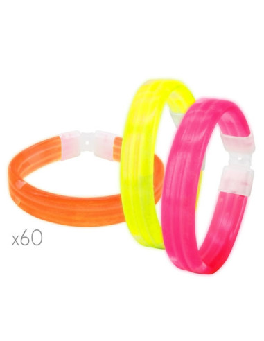 Bracelets Lumineux Neon Party Pack de 60 Pièces pour Donner de la Couleur à la Nuit