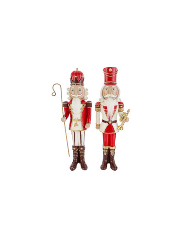 Schiaccianoci natale in resina colore rosso 2 modelli assortiti 11.5x8x36 cm regalo o bomboniera natalizia