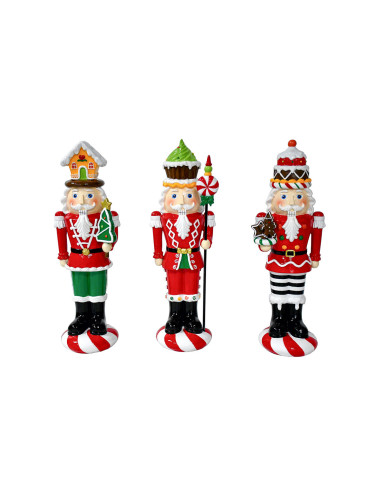 Christmas nutcracker in resin 3 assorted models 10x11x35 ideal for home or shop setup or furnishing