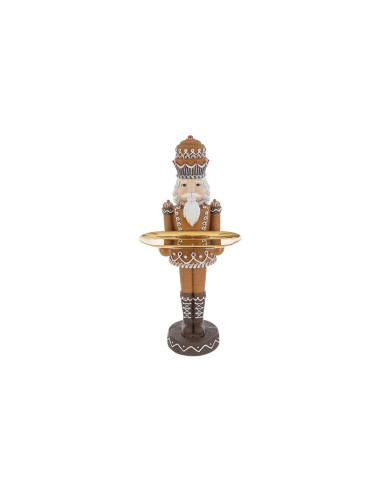 Resin nutcracker with tray for serving at the Christmas table and chocolate holder 11x14x41 cm brown