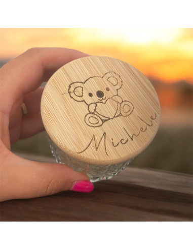Bomboniera candela personalizzata in vetro e legno per ogni tipo di cerimonia 7x7 cm