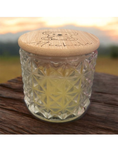 Bomboniera candela personalizzata in vetro e legno per ogni tipo di cerimonia 7x7 cm 2