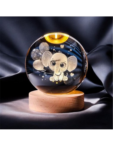 Bomboniera lampada led con elefantino e palloncini sfera da 6 cm per battesimo  o nascita