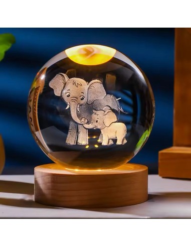 Bomboniera utile lampada led con elefantini sfera 6 cm per battesimo compleanno comunione