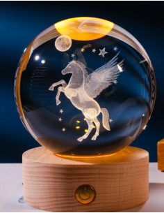 Favor winged horse Pegasus LED lamp with stars and moon diameter 8 cm