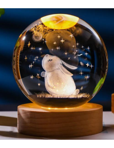 Useful favor LED lamp with sweet bunny for birth baptism communion cm 8 diameter