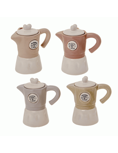 Bomboniera utile zuccheriera a forma di moka con 4 modelli colori assorititi bicolore altezza 11 cm