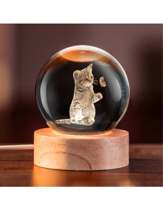 Bomboniera Tischlampe mit süßer Katze Kätzchen LED Licht Kommunion Konfirmation Hochzeit 8x8x10 cm