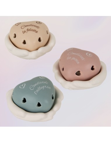 Bomboniera Lampada LED Cuore su Mano con Frasi Assortite