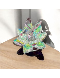 Kristall-Lotusblume als Gastgeschenk mit rosa Schmetterling für Patin oder Trauzeugen