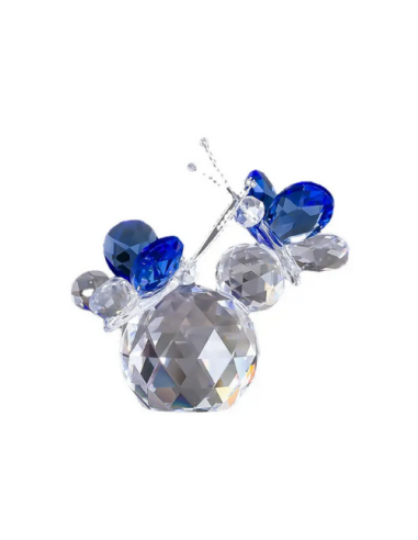 Bomboniere di cristallo coppia di farfalle colore blu poggiate su sfera