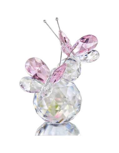 Bomboniere farfalle in cristallo colore rosa poggiate su sfera comunione battesimo matrimonio