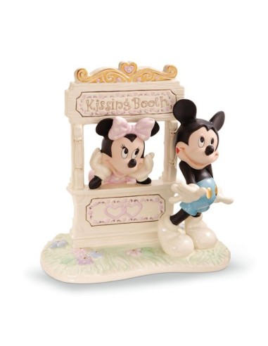 Minnie Mouse embrasse les amoureux de Mickey Mouse. Idéal comme cadeau en porcelaine et finition dorée