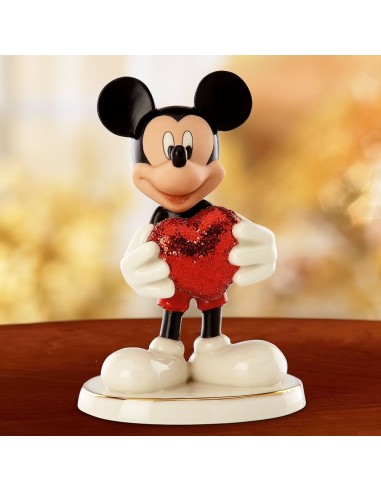 Mickey Mouse ornament with red glitter heart porcelain gift cm 11