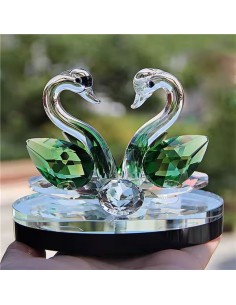 Coppia di Cigni in Cristallo Artigianale su Base Bomboniera Elegante Matrimonio