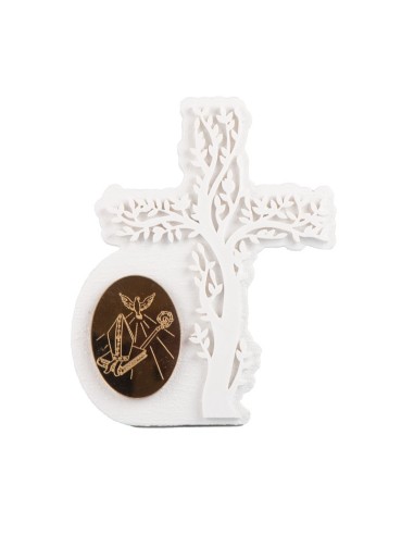 Marmorino-Konfirmationsgeschenk mit Lebensbaumkreuz und goldenem Symbol