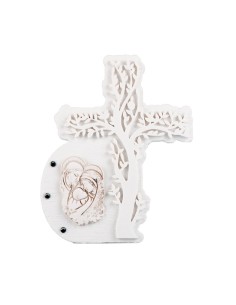 Marmorino Tree of Life Cross Favor with Rhinestones and an Embossed Holy Family