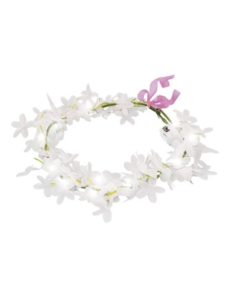 Corona Luminosa LED con Fiori Artificiali Accessorio Festa Matrimonio e Eventi 3 Modalità di Luce