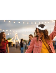 Corona Luminosa LED con Fiori Artificiali Accessorio Festa Matrimonio e Eventi 3 Modalità di Luce 2
