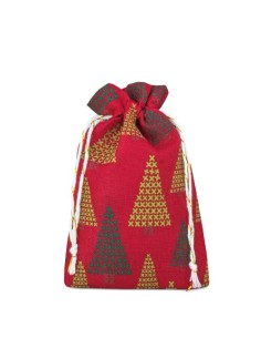 Sac cadeau de Noël Sherwood, 10 x 14,5 cm, thème Noël rouge, 100 % polyester