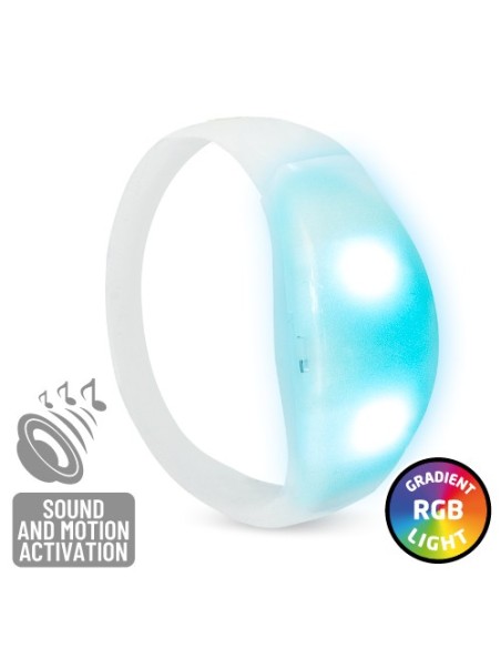 Bracelet lumineux RVB en silicone avec 2 LED, chronométré par la musique, gadget lumineux pour concerts et événements