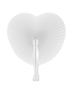 Ventaglio Matrimonio a Forma di Cuore in Carta Bianca 14 cm Elegante Gadget per Eventi