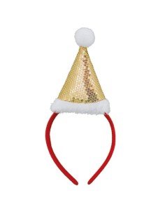 Cerchietto Natalizio con Cappello Decorato in Paillettes Accessorio Festa e Natale