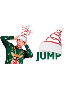 Berretto di Natale “Jump” con Molla 19,5 cm Cappello Natalizio Divertente per Feste ed Eventi