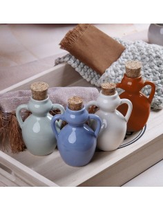 Oliera Bomboniera economica in Ceramica 107 ml con Tappo in Sughero  Colori Assortiti