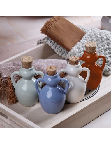 Keramik-Ölflasche (107 ml) mit Korkverschluss, verschiedene Farben