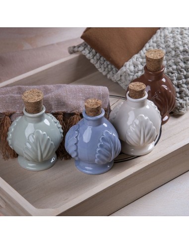 Bouteille d'huile en céramique en forme de pumo, 120 ml, avec bouchon en liège, couleurs assorties