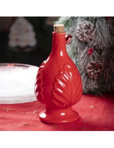 Oliera Rossa Pumo Panciuta 876 ml con Foglie in Rilievo Bomboniera Elegante