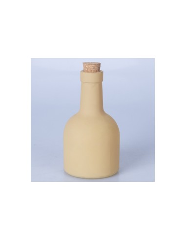 Pedro Matt Matte Yellow Ceramic Oil Cruet, 340 ml, with Cork Lid, Kitchen and Table