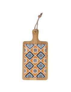 Planche à découper en bois avec poignée, 15 x 29,5 cm, et carrelage orange : un cadeau de fête pratique