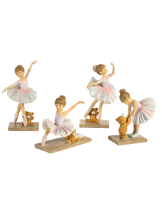 Ballerine avec ourson, 16 cm, résine, assortiment de figurines, prix à l'unité
