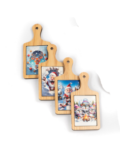 Plateau de Noël rectangulaire aimanté de 13,4 cm en porcelaine et bois – 4 modèles assortis