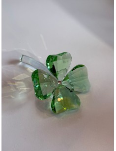 Fleur de trèfle à quatre feuilles en cristal, 7 x 11 cm – Porte-bonheur élégant pour mariages, communions ou confirmations