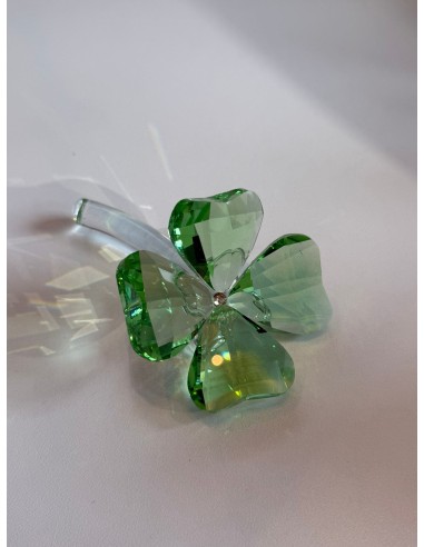 Fleur de trèfle à quatre feuilles en cristal, 7 x 11 cm – Porte-bonheur élégant pour mariages, communions ou confirmations